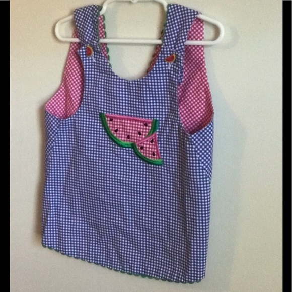 Rare Vintage 1980’s Watermelon Gingham Pinafore Apron - Picture 2 of 7